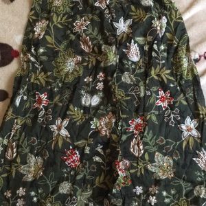Flowery grassy green skirt